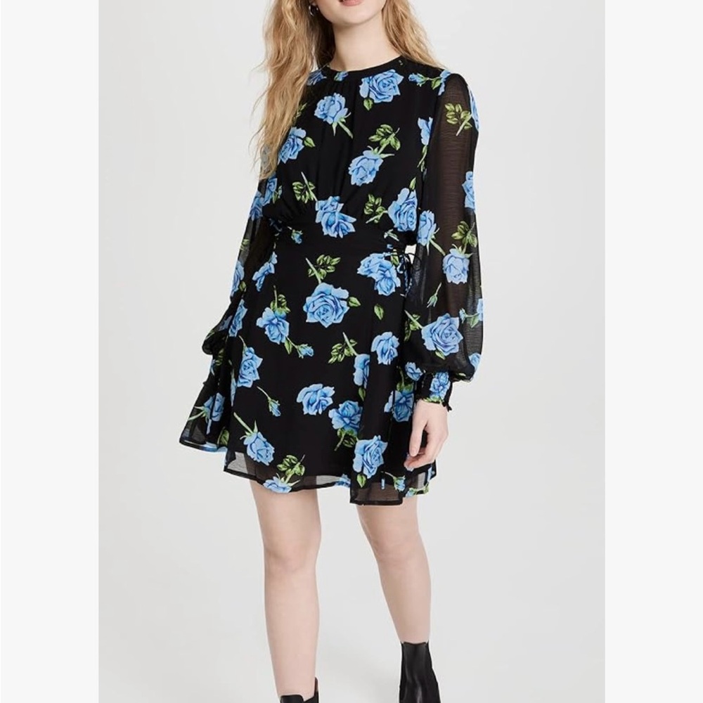 Floral Black and Blue Dress